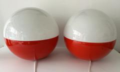 Alvino Bagni Pair of Ceramic and Opaline Glass Ball Lamps by Alvino Bagni Italy 1970s - 3867487