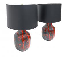 Alvino Bagni Pair of Italian Ceramic Lamps by Alvino Bagni for Raymor - 4576430