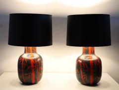 Alvino Bagni Pair of Italian Ceramic Lamps by Alvino Bagni for Raymor - 4576433