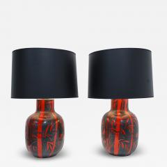 Alvino Bagni Pair of Italian Ceramic Lamps by Alvino Bagni for Raymor - 4576485