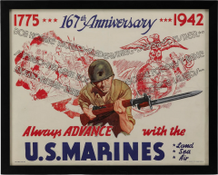 Always Advance with the U S Marines Vintage WWII Marines Recruitment Poster - 3740287