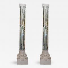 Amazing 1970s Modern Monumental Pair of Mirrored White Columns - 423925