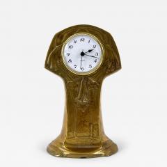 Amazing Art Nouveau Design Solid Brass Table or Mantel Clock Germany - 4595166