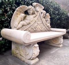 Amazing Italian Finely Carved Large Lime Stone Bench Garden Furniture - 3311534