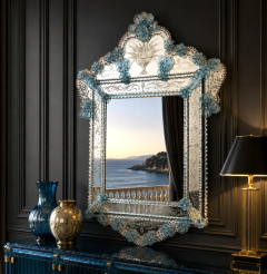 Amazing Midcentury Octagonal Venetian Murano Glass Mirror - 4732741