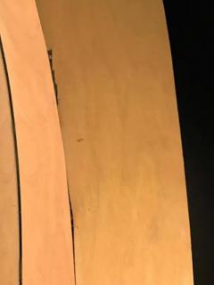 Amazing Monumental Pair of 1970s Elliptical Wood Modern Mirrors - 418553