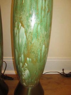 Amazing Pair of Tall Slender Ceramic Drip Glaze Lamps Midcentury - 1559183