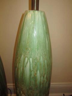 Amazing Pair of Tall Slender Ceramic Drip Glaze Lamps Midcentury - 1559184