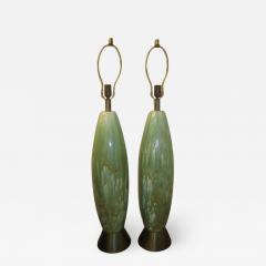 Amazing Pair of Tall Slender Ceramic Drip Glaze Lamps Midcentury - 1560306
