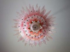 Amazing Pink Glass Palmette Murano Chandelier - 1419790