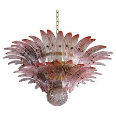 Amazing Pink Glass Palmette Murano Chandelier - 1419794