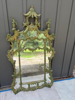 Amazing italian Chinoiserie Pagoda Wall Mirror Green Gilt Finish - 4729565