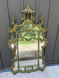 Amazing italian Chinoiserie Pagoda Wall Mirror Green Gilt Finish - 4729568