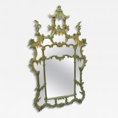 Amazing italian Chinoiserie Pagoda Wall Mirror Green Gilt Finish - 4731032