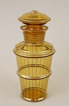 Amber Colored Gilt Art Deco Glass Decanter Set with 6 Shot Glasses CZ ca 1920 - 3443487
