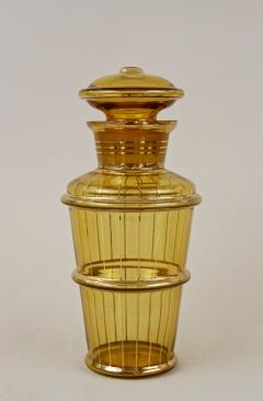 Amber Colored Gilt Art Deco Glass Decanter Set with 6 Shot Glasses CZ ca 1920 - 3443488