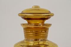 Amber Colored Gilt Art Deco Glass Decanter Set with 6 Shot Glasses CZ ca 1920 - 3443489