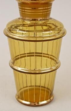 Amber Colored Gilt Art Deco Glass Decanter Set with 6 Shot Glasses CZ ca 1920 - 3443490