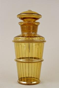 Amber Colored Gilt Art Deco Glass Decanter Set with 6 Shot Glasses CZ ca 1920 - 3443491