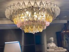 Amber Grey and Pink Large Poliedri Murano Glass Chandelier or Ceiling Light - 3714435