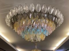 Amber Grey and Pink Large Poliedri Murano Glass Chandelier or Ceiling Light - 3714442