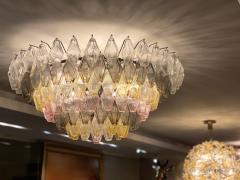 Amber Grey and Pink Large Poliedri Murano Glass Chandelier or Ceiling Light - 3714445