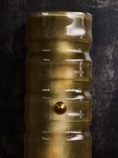 Amber Textured Glass and Brass Wall Sconce - 4693138