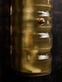 Amber Textured Glass and Brass Wall Sconce - 4693176
