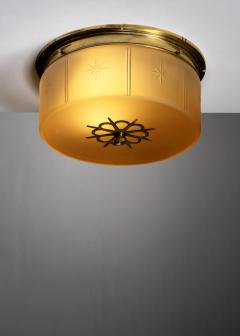Amber glass and brass ceiling lamp - 4118817