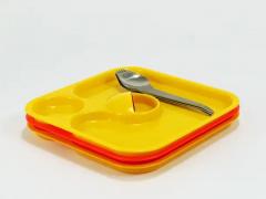 Amboss Austria 3 Amboss Party Palette Spork Sets Plate Spoon Fork Austria 1970s - 4063158