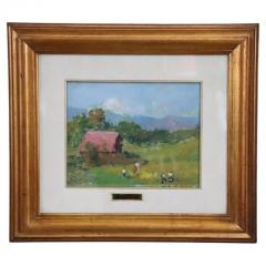 Amedeo Merello Italian Oil Painting on Canvas Amedeo Merello Countryside Landscape with Peasant - 3262637