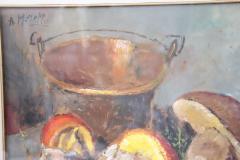 Amedeo Merello Italian Oil Painting on board Amedeo Merello Still life with Mushrooms - 3262618