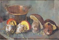 Amedeo Merello Italian Oil Painting on board Amedeo Merello Still life with Mushrooms - 3262985