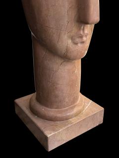 Amedeo Modigliani Large Modigliani inspired Abstract Head Sculpture in Rosso Alicante Marble - 4396391