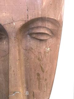 Amedeo Modigliani Large Modigliani inspired Abstract Head Sculpture in Rosso Alicante Marble - 4396394