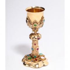 American 14 Karat Yellow Gold and Semi Precious Stone Miniature Chalice Cup - 1174226