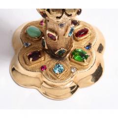 American 14 Karat Yellow Gold and Semi Precious Stone Miniature Chalice Cup - 1174231