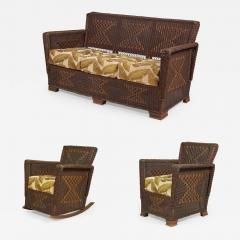 American Art Deco 3 Piece Wicker Salon Set - 2798035