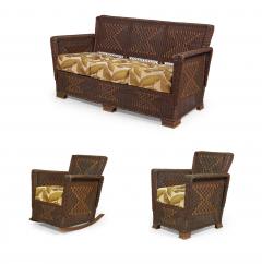 American Art Deco 3 Piece Wicker Salon Set - 4645169
