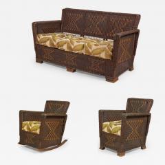 American Art Deco 3 Piece Wicker Salon Set - 4645170