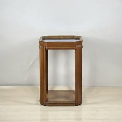 American Art Deco Carved Wood and Blue Mirror Pedestal or Tall Side Table - 3910106