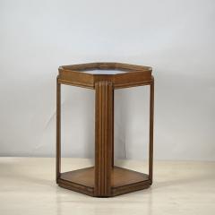 American Art Deco Carved Wood and Blue Mirror Pedestal or Tall Side Table - 3910107