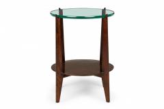 American Art Deco Circular Glass Top Lacquered Mahogany End Side Table - 2787524