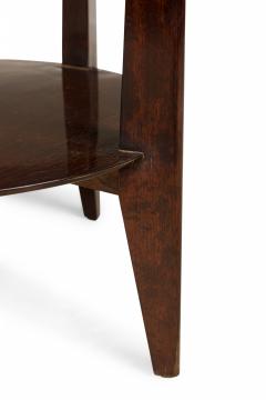 American Art Deco Circular Glass Top Lacquered Mahogany End Side Table - 2787528