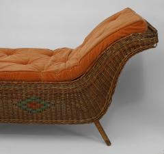 American Art Deco Natural Wicker Backless Recamier - 633141