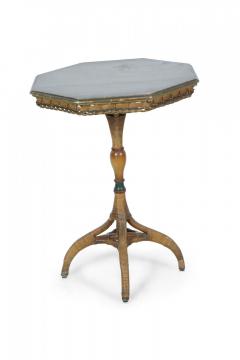 American Art Deco Style Octagonal Wood Top Wicker Bistro Table - 4661344