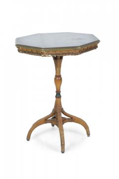 American Art Deco Style Octagonal Wood Top Wicker Bistro Table - 4661346