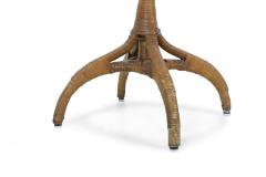 American Art Deco Style Octagonal Wood Top Wicker Bistro Table - 4661347