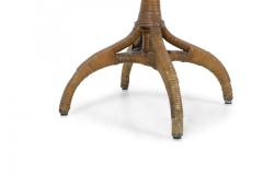 American Art Deco Style Octagonal Wood Top Wicker Bistro Table - 4661348