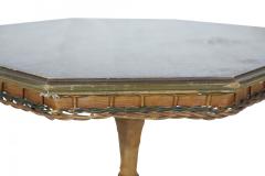 American Art Deco Style Octagonal Wood Top Wicker Bistro Table - 4661350